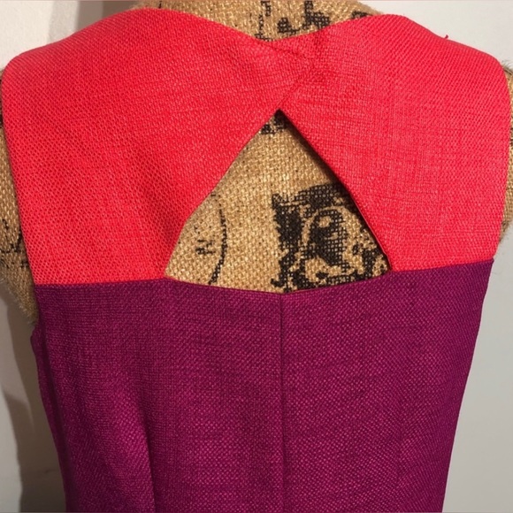 Oleg Cassini Woven Color Block Sleeveless Mini Shift Dress - Picture 8 of 9